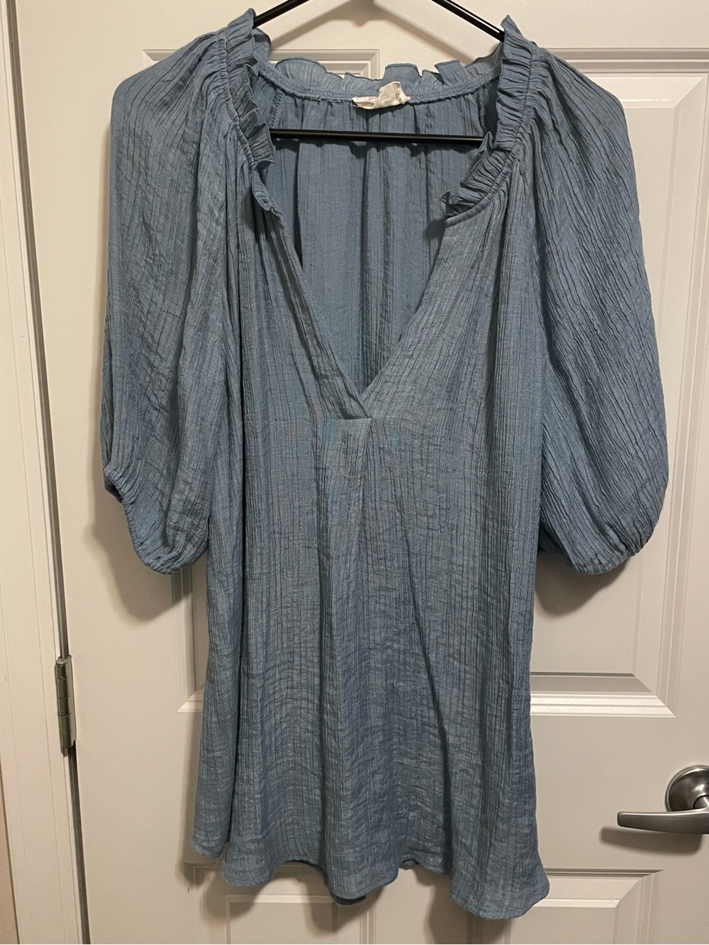 Perch by Blu Pepper Crinkle V-Neck Peasant Style Blouse